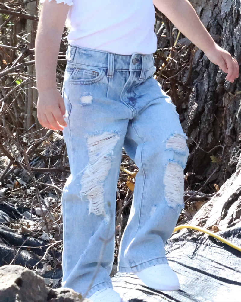 Fly Girl Distressed Denim - Light Wash