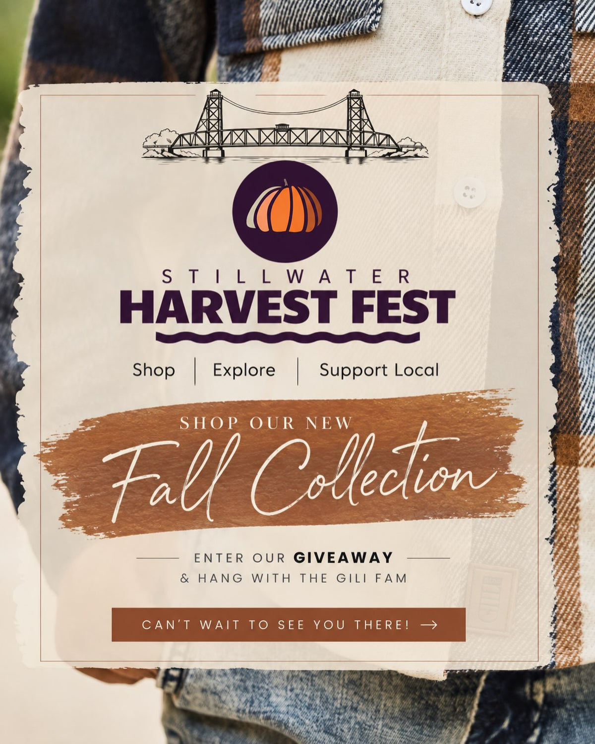 Stillwater Harvest Fest. Shop, explore, support local. Shop our new Fall Collection, enter our giveaway and hang with the GILi fam. Can’t wait to see you there!