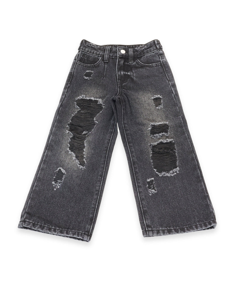 Fly Girl Distressed Denim  - Black