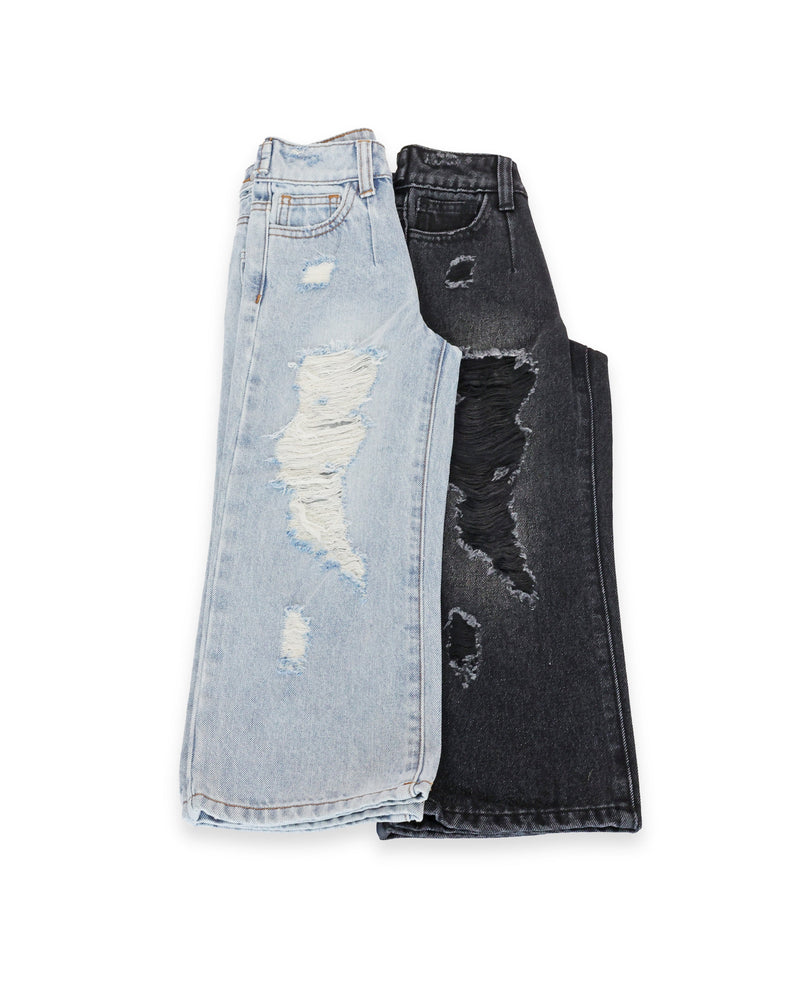 Fly Girl Distressed Denim  - Black
